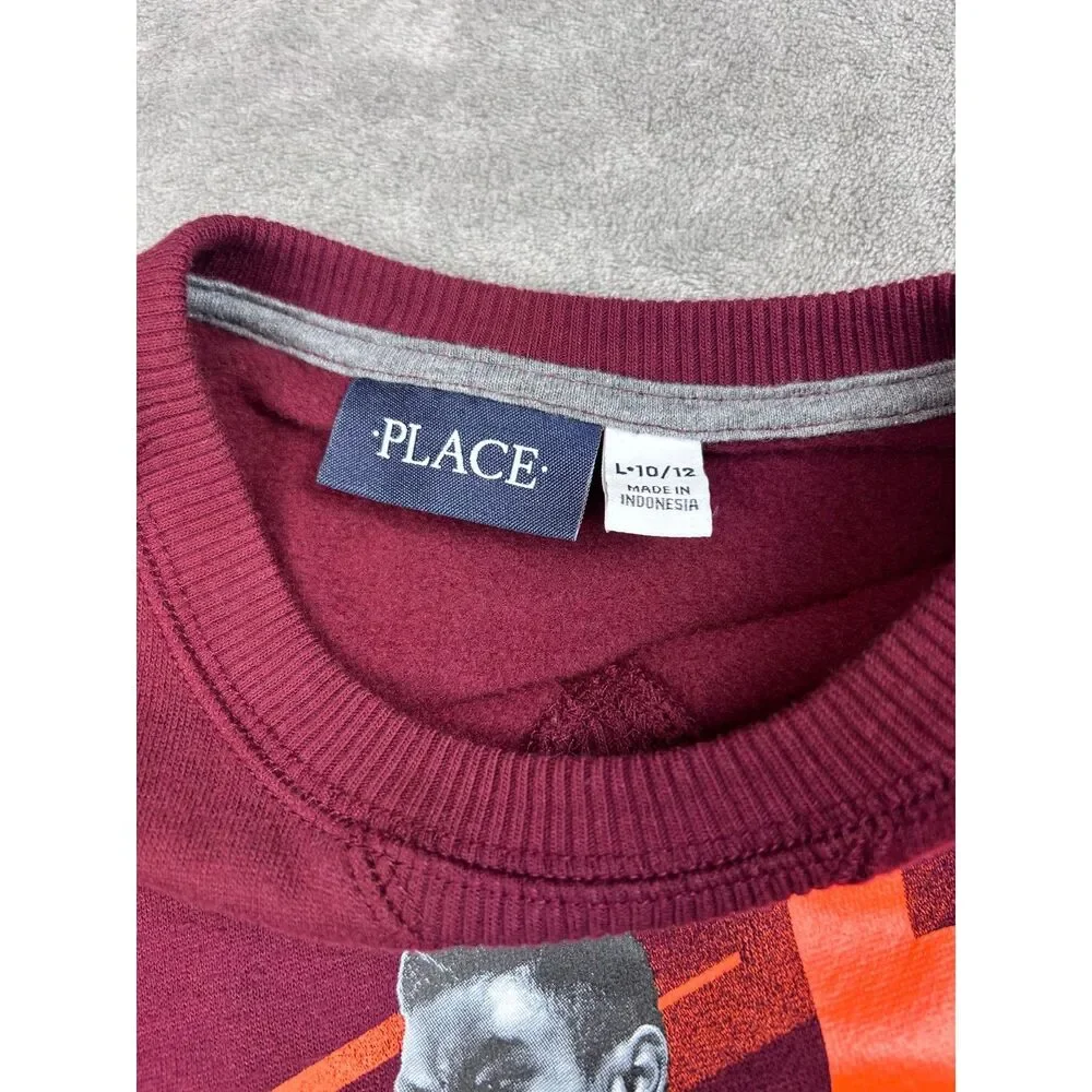 The Children’s Place Boys L 10/12 Burgundy Basketball Graphic Sweatshirt 68